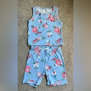 Gap kids girls floral peony tank top and shorts sleep set  blue size 8